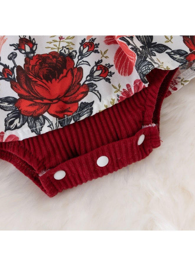 فستان رومبير مزهر مع عصابة رأس لحديثة الولادة - Image 5